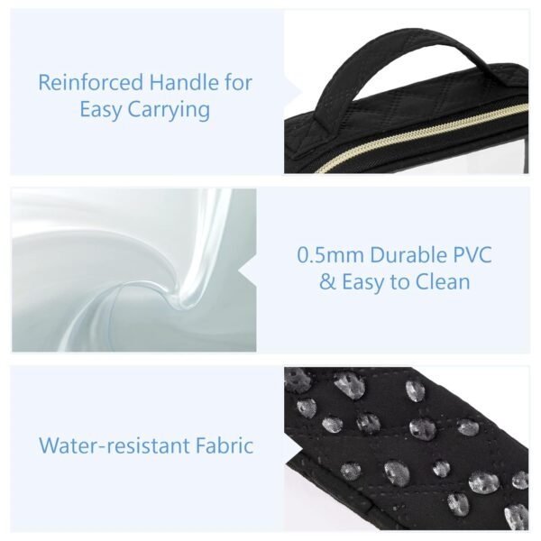 71TDlKer7oL._SL1500_.jpg PACKISM Clear Makeup Bag - TSA Approved Toiletry Bag with Handle Large Opening, Clear Toiletry Bags for Traveling Travel Essentials, Travel Bags for Toiletries, Black