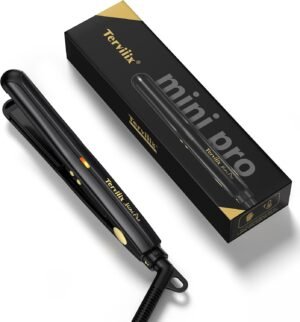 71TFZjaxIFL._AC_SL1500_.jpg Terviiix Mini Flat Iron for Short Hair Temperature Adjustable, 1/2 Inch Mini Small Portable Ceramic Travel Hair Straightener for Men, Black