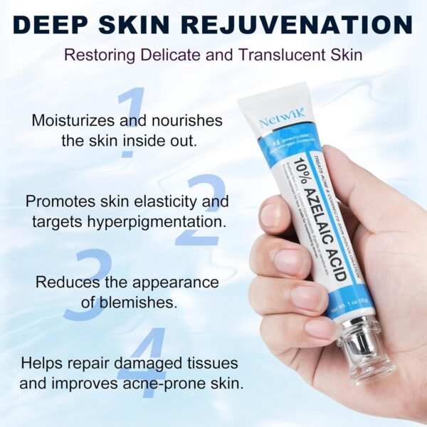71TU2yNmdvL._SL1500_.jpg Azelaic Acid 10% Cream for Face - Acne Cream for Rosacea Reducing Relief Pimple Breakouts Blackhead Pigmentation and Redness - Azelaic Acid Gel For Facial and Skin Care