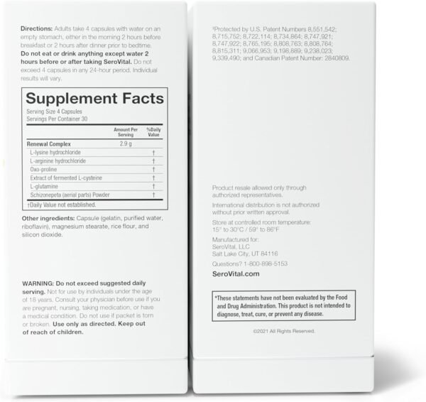 71TxtqLvV4L._AC_SL1500_.jpg Serovital Renewal Complex - Anti Aging Supplements - Amino Acids - Peptides - Improved Energy and Immunity, Better Deeper Sleep, 30-Day Supply