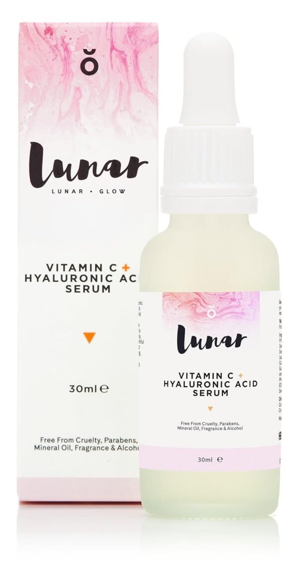 Vitamin C Hyaluronic Acid Serum by Lunar Glow. A Natural Anti Ageing Serum For Your Face & Skin. 1 fl.oz - 30ml.