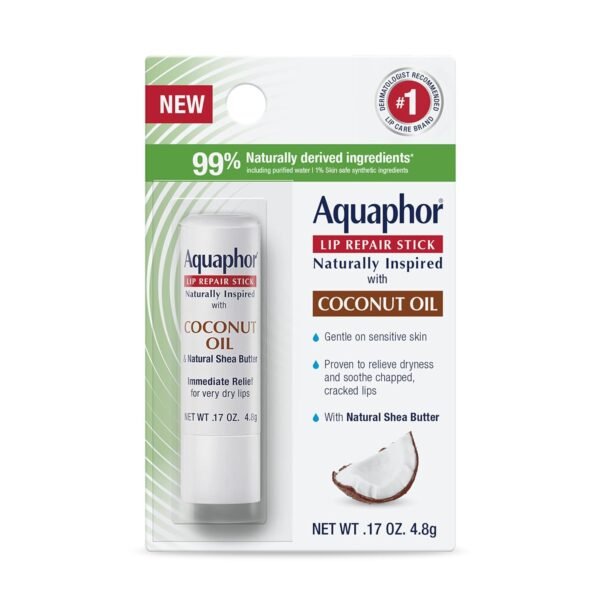 71U1kmtvPIL._SL1500_.jpg Aquaphor Naturally Inspired Lip Repair Stick with Coconut Oil and Natural Shea Butter, Hydrating Lip Balm Immediately Relieves Dryness, 0.17 Oz Stick