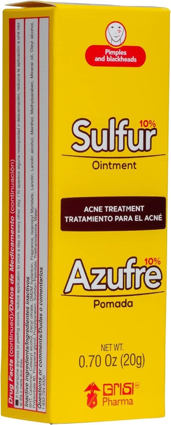 71U6MG1eoL._AC_SL1500_.jpg Biosulfur Grisi Acne Treatment: Fights Pimples, Blackheads, Blemishes, Improves Damaged Skin from Acne Scars, Prevents Breakouts, Keeps Pores Clear, Controls Oil, Sulfur Ointment, 0.70 Ounce, 2-Pack