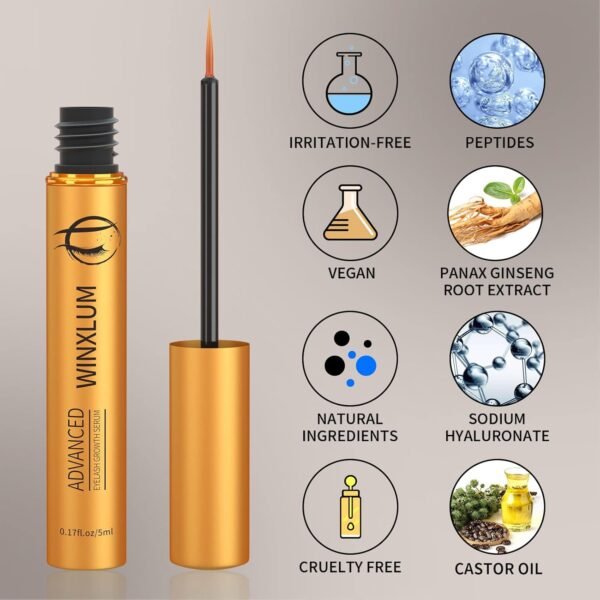 71UJ2YFNIRL._SL1500_.jpg Premium Eyelash Growth Serum, Lash Growth Serum 5ML, Eyebrow Growth Serum with Peptides, Irritation-Free Eyelash Serum to Grow Lashes, Lash Boost for Fuller, Longer, Thicker, and Stronger Lashes, Gold
