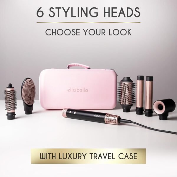 71UMQC3bSXL._AC_SL1500_.jpg ELLA BELLA® 6 in 1 Professional Hot Air Styler • Powerful Hair Dryer & Straightener Set • Styling Without Heat Damage • Fast Drying Curling Volumizing Straightening • Includes Protective Travel Case