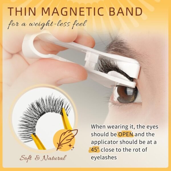 QUEWEL Magnetic Eyelashes 2 Pair Reusable Magnetic Eyelashes with Applicator No Glue Needed Eyelashes Cat Eye Natural Look Lash Clusters Kit Easy to Wear and Remove(A05)