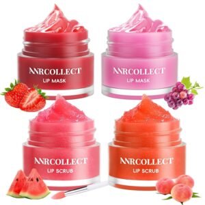 71Ueh3P5uL._SL1500_.jpg Lip Scrub & Lip Mask - Overnight Treatment Lip Care Kits with 2 Lip Exfoliator & 2 Sleeping Lip Balm, Intense Hydration Lip Set for Dry Chapped Cracked Lips, Exfoliate & Moisturize (4 Pack)