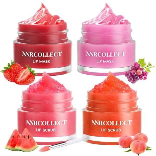 71Ueh3P5uL._SL1500_.jpg Lip Scrub & Lip Mask - Overnight Treatment Lip Care Kits with 2 Lip Exfoliator & 2 Sleeping Lip Balm, Intense Hydration Lip Set for Dry Chapped Cracked Lips, Exfoliate & Moisturize (4 Pack)