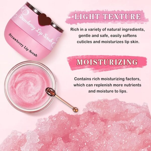 71UnwuG364L._SL1500_.jpg 4PCS Lip Scrub and Mask Set,Strawberry and Honey Pot Lip Balm,Reduces Lip Lines Lip Exfoliator Scrub and Moisturizer,Repair Beebalm Lip Balm and Lip Scrub Set,Lip Mask Overnight