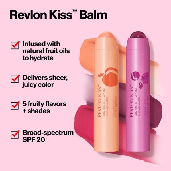 71V4ADVcg7L._SL1500_.jpg Revlon Kiss Tinted Lip Balm with SPF 20, Hydrating, Flavored, Infused with Natural Fruit Oils, 035 Berry Burst, 0.09 oz