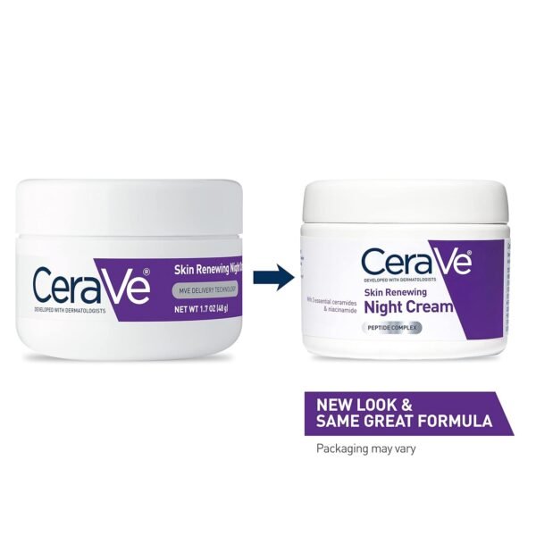 71VNA7aBSAL._SL1500_.jpg CeraVe Skin Renewing Night Cream, Niacinamide, Peptide Complex, and Hyaluronic Acid Moisturizer for Face, 1.7 Ounce, Packaging may Vary