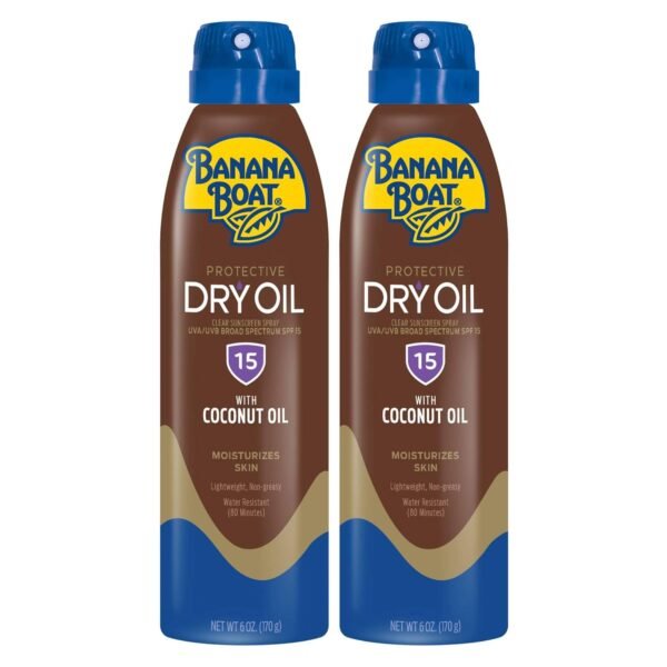 71VNa0jMcoL._SL1500_.jpg Banana Boat Dry Oil Tanning Spray Sunscreen SPF 15, 6oz | Protective Sun Tanning Oil with SPF 15 Sunscreen, Oxybenzone-Free, 6oz each Twin Pack
