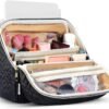 71VOi3PU1UL._AC_SL1500_.jpg Makeup Bag, Large Capacity with Room for Brushes and Mirror, Travel Makeup Organizer, Portable Standing Make Up Case, Waterproof Cosmetic Toiletry Bags with Handle, Color Black