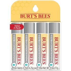 71VxJSw7VKL._SL1500_.jpg Burt's Bees Lip Balm, Moisturizing Lip Care, 100% Natural Origin, Ultra Conditioning with Shea, Cocoa & Kokum Butter (4 Pack)