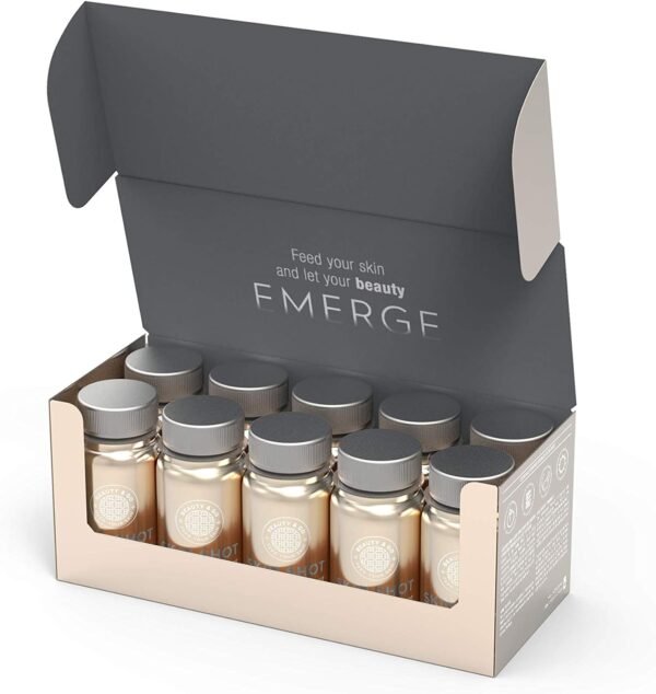 Beauty&GO Skin Shot - 10 Bottles x 100ml - Liquid Collagen Supplement - Anti-ageing Beauty Drink with Collagen 5000 mg, Hyaluronic Acid, Biotin, Niacin, Antioxidants, Vitamins and Minerals.