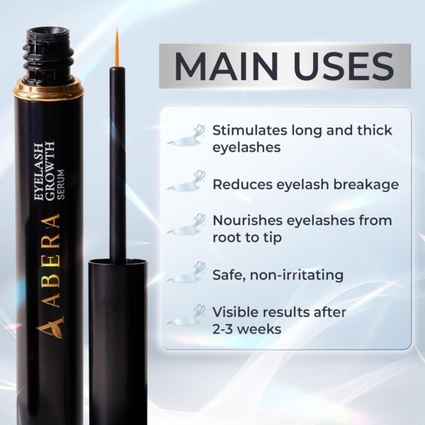 Abera Misan Eyelash Growth Serum – Natural Lash Booster with Red Ginseng, Biotin & Omega 3-6-9 – Fuller, Longer, Thicker Lashes – Safe for Sensitive Eyes (1 Box)