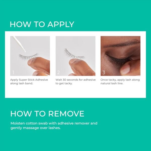 71W8ffoMGTL._SL1500_.jpg KISS Super Stick 5-Day Extended Wear Strip Lash Adhesive, Quick Drying Lash Glue, Witch Hazel & Cactus Extract Infused, Brush Applicator, Net Wt. 4.8g (0.17 oz.), Clear