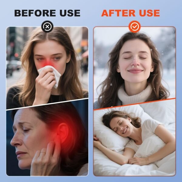 2 in 1 Red Light Therapy Device for Nose Ears,Red Light Led Nasal Soothing Therapy Device,Nomorecolds Red Light Therapy for Nasal Discomfortable,650nm Red Light Ear Wellness Therapy Device