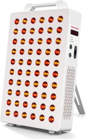 Red Light Therapy, 630/660/810/830/850nm 5 Wavelengths Red Near Infrared Light Device with 60 Dual Chip Clinical Grade LEDs, Remote Control, Timer for Face, Body, Pain Relief, BO-300 (White)