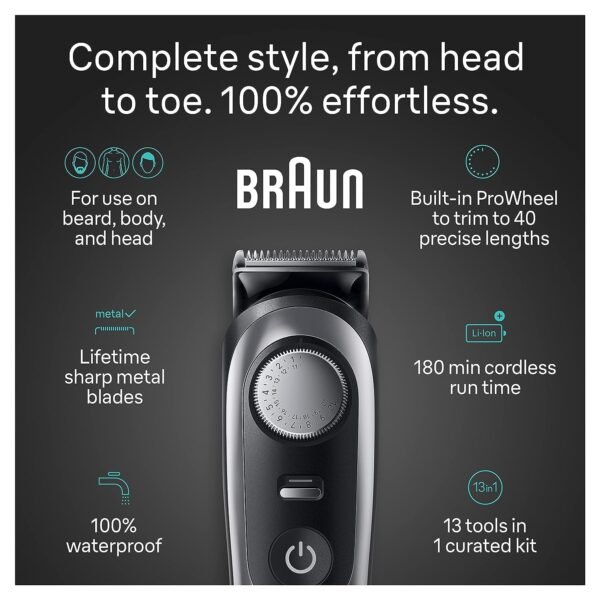 71WGv9SgZML._SL1500_.jpg Braun All-in-One Men's Shaving Kit Series 9 9440, 13-in-1 Beard, Face, Nose, Ear Trimmer, Hair Clippers, Body Groomer and Manscaping