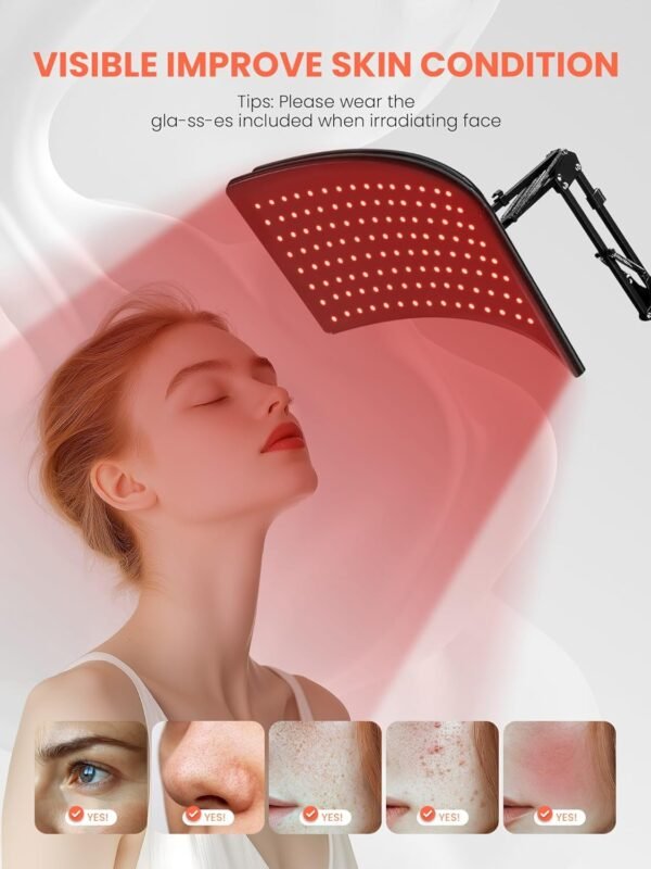 Red Light Therapy for Body, 2 in 1 Removable Red Light Panel Red Infrared Light Therapy Lamp with Stand 660nm & 850nm Red Light Therapy for Face Back or The Whole Body