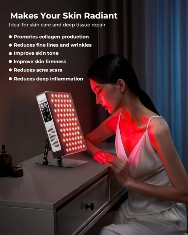 Red Light Panel with 78 Dual Chip LEDs - Red and Near Infrared Light Therapy Devices for Body and Face, Full Metal RLT Led Pad with Timer & Adjustable Stand for Improve Sleep, Skin Health, Pain Relief