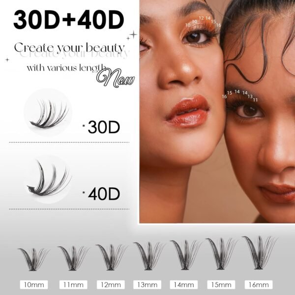 71WWIRNruEL._SL1500_.jpg Lash Clusters DIY Lash Extensions Kit 320pcs Individual Lashes Clusters 30D 40D D Curl Eyelash Extension Kit with Applicator and Lash Bond&Seal,Clusters Lash Glue Remover Mix 10-16mm (30D+40D-320 KIT)