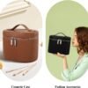 71Wd596iblL._AC_SL1500_.jpg Makeup Bag, Travel Make up Case with Compartments and Handle, Portable Cosmetic Organizer Bags,Toiletry Bag for Women