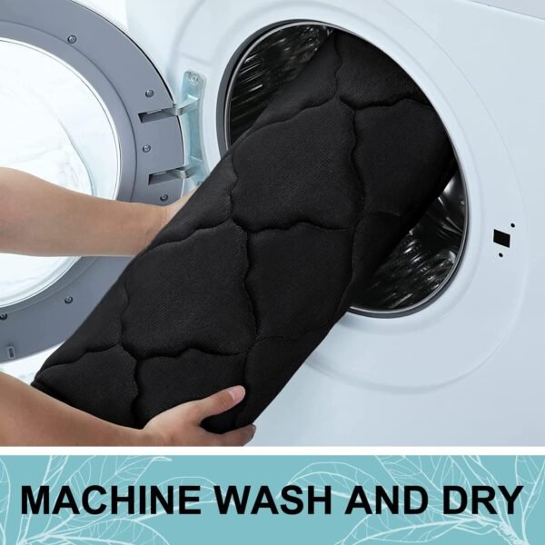 OLANLY Memory Foam Bath Mat Rug 24x16, Ultra Soft and Absorbent Bathroom Rugs, Non-Slip, Comfortable, Machine Washable Bath Carpet for Bathroom Floor, Tub, Shower and Home Decor Accessories, Black