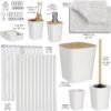 Clara Clark Bathroom Accessories Set - 22PC Bathroom Set, Bathroom Sets with Shower Curtain and Rugs, White Shower Curtain Set with Bathroom Trash Can