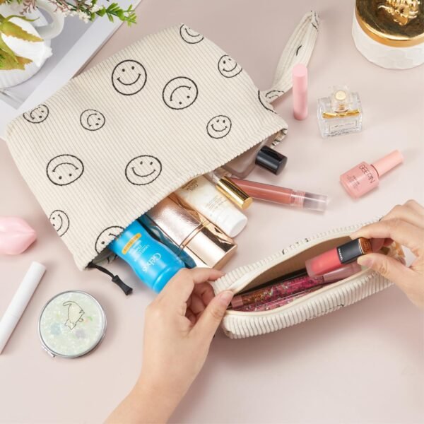 71WxELcxLuL._SL1500_.jpg Small Makeup Bag with Pocketes and Zipper Corduroy Makeup Pouch for Purse Travel Corduroy Cosmetic Organizer Toiletry bag for Women