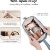 Narwey Wide-open Makeup Bag Women Make up Bag Travel Cosmetic Bag Organizer Toiletry Bag for Cosmetics Toiletries Accessories (Greyish Blue)