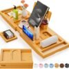 Premium Bathtub Tray Caddy, Expandable Bath Tray, Unique House Warming Gifts, New Home, Anniversary and Wedding Gifts for Couple, Bridal Shower Gift for Women