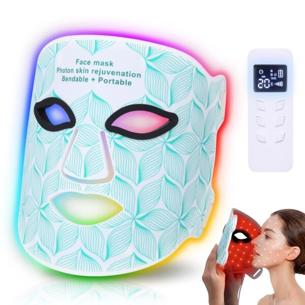 Red Light Therapy for Face, 7＋1 Colors LED Face Mask Light Therapy with 850NM Near-infrared, Portable Rechargeable Red Light Therapy Mask Skin Care Device at Home and Travel for Anti-Aging