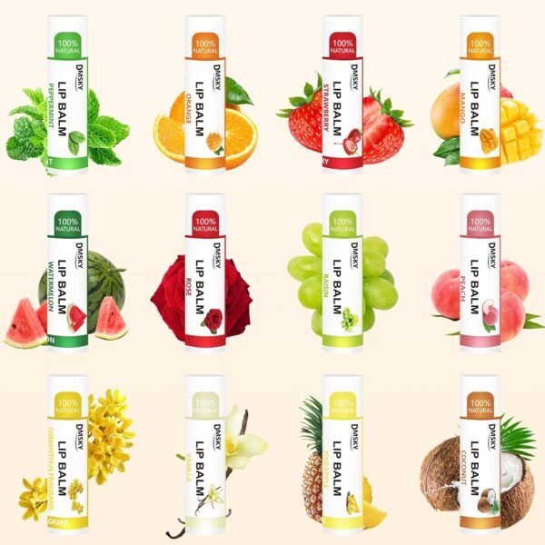 71XsYWj6RiL._SL1500_.jpg DMSKY 12 Pack Lip Balm, Natural Lip Balm Bulk with Vitamin E and Coconut Oil, Moisturizing Lip Balm for Chapped Lips, Bulk Lip Balm for Women-12 Flavors