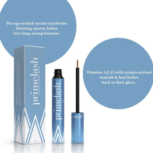 PrimeLash Growth Serum for Women Over 50 – Grow More Lashes – Thick, Strong, Lifted – in 1 Swipe a Night, Vitamin Infused, For Sensitive Eyes