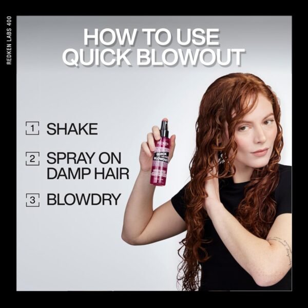 Redken Quick Blowout Heat Protectant Spray For All Hair Types - Smooths & Adds Shine, Lightweight Blowdry Styling Primer with Heat Protection