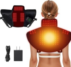 Red Light Therapy Neck Shoulder,Rechargeable Infrared Light Therapy Device for Body with Massage and Timer,Wearable 660nm&850nm Red Light Therapy Wrap Pads for Body at Home