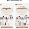 71YnINmPlQL._AC_SL1500_.jpg Prite Makeup Bag for Women Travel Waterproof Vegan Leather Cosmetic Bag Open Flat Toiletry Bag With Clear Divider and Handle (Beige)