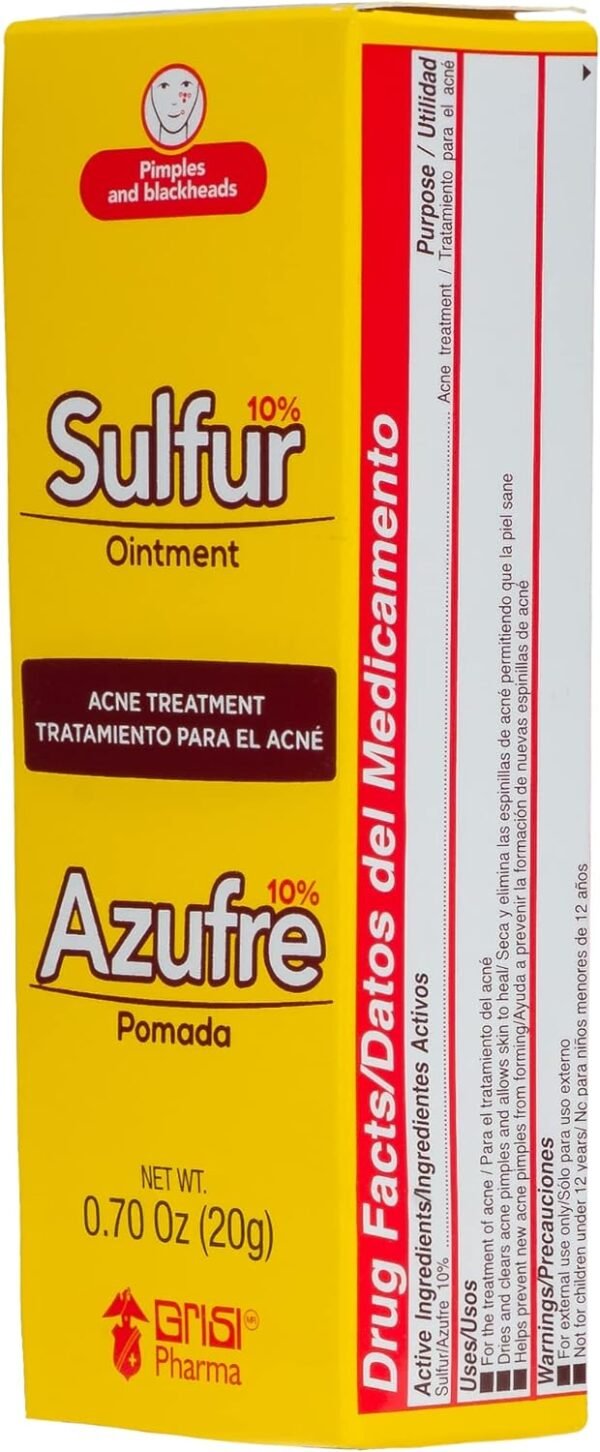 71YnlUDQ7oL._AC_SL1500_.jpg Biosulfur Grisi Acne Treatment: Fights Pimples, Blackheads, Blemishes, Improves Damaged Skin from Acne Scars, Prevents Breakouts, Keeps Pores Clear, Controls Oil, Sulfur Ointment, 0.70 Ounce, 2-Pack
