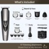 Electric Beard Trimmer for Men: 16-in-1 Professional Barber Hair Clippers - Cordless Grooming Kit - Turbo Speed & Precision Blades