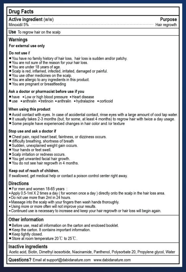 5% Minoxidil Hair Regrowth Spray - 60ml, For Men & Women