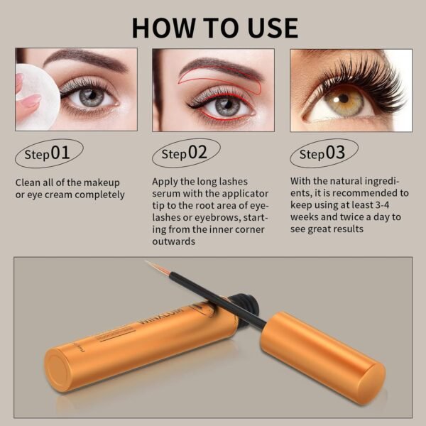 71ZDkrIxMXL._SL1500_.jpg Premium Eyelash Growth Serum, Lash Growth Serum 5ML, Eyebrow Growth Serum with Peptides, Irritation-Free Eyelash Serum to Grow Lashes, Lash Boost for Fuller, Longer, Thicker, and Stronger Lashes, Gold