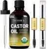 71ZGb7ONML._SL1500_.jpg Organic Cold Pressed Castor Oil USDA Certified Eyelash and Hair Growth Serum, Hexane-Free, Conditions and Stimulates Growth for Lashes, Brows and Hair