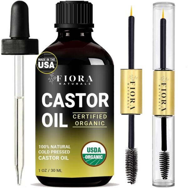 71ZGb7ONML._SL1500_.jpg Organic Cold Pressed Castor Oil USDA Certified Eyelash and Hair Growth Serum, Hexane-Free, Conditions and Stimulates Growth for Lashes, Brows and Hair