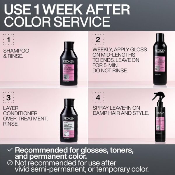 Redken Acidic Color Gloss Heat Protection Leave-In Treatment Spray For Color-Treated Hair - Conditions and Adds Shine, With Heat Protection