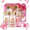Portable Bath and Body Care Travel Set for Women & Girls, Rose 3PCS Set - Shower Gel, Body Lotion, Body Mist, Personal Body Care Gift Set for Birthday Mother's Valentine's Day Gifts for Her