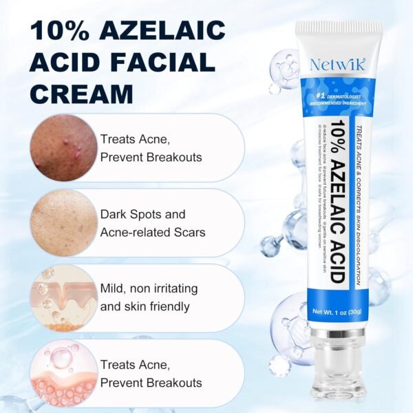 71ZQ7Uwy9L._SL1500_.jpg Azelaic Acid 10% Cream for Face - Acne Cream for Rosacea Reducing Relief Pimple Breakouts Blackhead Pigmentation and Redness - Azelaic Acid Gel For Facial and Skin Care