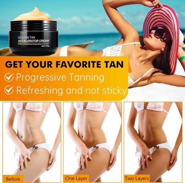 Tan Accelerator Cream 3.5oz | Natural Tanning Lotion for Face & Body | Indoor & Outdoor Use, Fast-Absorbing, Hydrating Formula | Vegan & Cruelty-Free