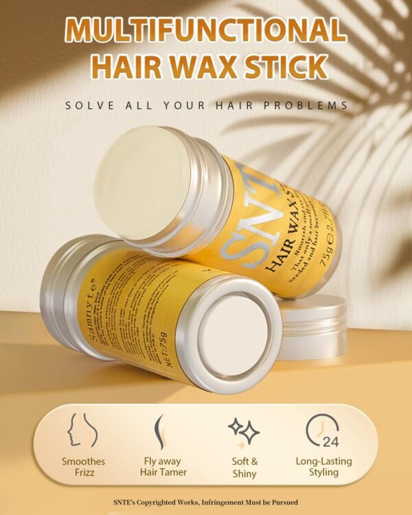 71ZjG7p5yrL._SL1500_.jpg Samnyte Hair Wax Stick, Hair-Styling Waxes, Nourishing Accessories - Slick Stick for Women & Kids, Gel Tamer for Flyaways, Bun Maker & Styling Cream, 2.7 Fl Oz